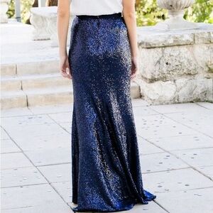 Navy blue sequin, Revelry “Mila” petite maxi skirt - brand new!